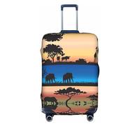 Zcmkjlg Funda elástica para maleta con estampado de animales salvajes africanos para viajes de negocios, polvo con agujeros para el asa, funda grande para maleta, White, L