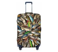 Zcmkjlg Funda elástica para maleta con estampado de cebo de pesca para viajes de negocios, polvo con agujeros para asa, funda grande para maleta, White, L