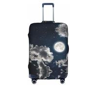 Zcmkjlg Funda elástica para maleta con estampado de luna llena de cielo nocturno para viajes, viajes de negocios, polvo con agujeros para asa, funda grande para maleta, White, M