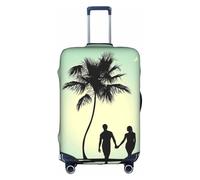 Zcmkjlg Funda elástica para maleta con estampado de pareja casada caminando en la playa para viajes de negocios, polvo con agujeros para asa, funda grande para maleta, White, S