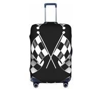 Zcmkjlg Funda elástica para maleta, diseño de banderas a cuadros, color blanco y negro para viajes, viajes de negocios, polvo con agujeros para el asa, funda grande para maleta, White, L