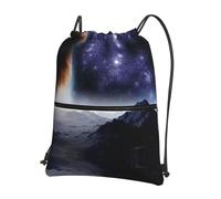 Zcmkjlg Galaxy Nature Milky Way Atmosphere - Bolsa con cordón y bolsillo con cremallera, plegable, ajustable para camping, festivales y salidas