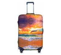 Zcmkjlg Hermosa funda elástica para maleta con estampado de playa al atardecer para viajes de negocios, polvo con agujeros para asa, funda grande para maleta, White, M