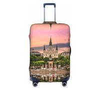 Zcmkjlg Jackson - Funda elástica para maleta con estampado cuadrado para viajes, viajes de negocios, polvo con agujeros para asa, funda grande para maleta, White, M