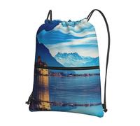 Zcmkjlg Lake Geneva - Bolsa con cordón y bolsillo con cremallera, plegable, ajustable para camping, festivales y excursiones