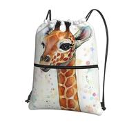 Zcmkjlg Little Giraffe - Bolsa con cordón y bolsillo con cremallera, plegable, ajustable para camping, festivales y salidas