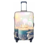 Zcmkjlg Merry Christmas Candle 1 funda elástica para maleta para viajes, viajes de negocios, polvo con agujeros para asa, funda grande para maleta, White, L
