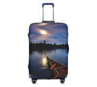 Zcmkjlg Moonlit Canoe Allagash River - Funda elástica para maleta, para viajes de negocios, polvo con agujeros para asa, funda grande para maleta, White, M