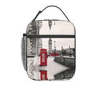 Zcmkjlg Red Phone Booth London Street Print - Bolsa térmica térmica para el almuerzo, bolsa de almuerzo aislada con duradera y fácil de limpiar