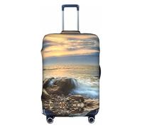 Zcmkjlg Rocky Wave - Funda elástica para maleta, diseño de puesta de sol, para viajes, viajes de negocios, polvo con agujeros para asa, funda grande para maleta, White, M