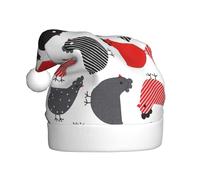 Zcmkjlg Sombrero de Papá Noel con estampado de pollo de dibujos animados creativos para adultos, unisex, para vacaciones, doble capa, sombrero de Navidad para fiesta de Año Nuevo