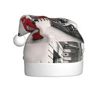 Zcmkjlg Sombrero rojo de Papá Noel con estampado de cabina de teléfono de Londres para adultos, unisex, de doble capa, para fiestas de Año Nuevo
