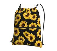 Zcmkjlg Spring Sunflowers - Bolsa con cordón y bolsillo con cremallera, plegable, ajustable para camping, festivales y salidas