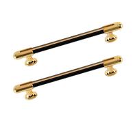zcru004 Aleación de Zinc Maniglia per Porta Tiradores para Muebles Cabinet Maniglia Tiradores para Armario Pomos Perilla Picaportes 2 Piezas (Black Gold,Hole distance128mm)