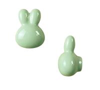 zcru004 Cerámica Tiradores para Muebles Maniglia per Porta Cabinet Maniglia Tiradores para Armario Pomos Perilla Picaportes 2 Piezas (Green,Rabbit)
