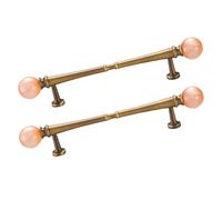 zcru004 Latón + Cuarzo Rosa Tiradores para Armario Cajones Manijas Tiradores para Muebles Manija de Puerta Perilla Picaportes Bronce 2 Piezas (Hole distance 192mm)