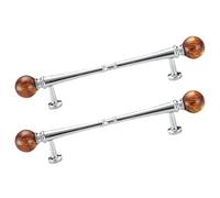 zcru004 Latón + Ojo de Tigre Amarillo Tiradores para Armario Cajones Manijas Tiradores para Muebles Manija de Puerta Perilla Picaportes 2 Piezas (Silver,Hole distance 160mm)