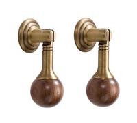 zcru004 Maniglia per Mobili Rame + Legno Massiccio Pomelli per Porta Maniglione da Cucina Tiretti Manopole di Armadio Pomolo 2 Pezzi (Single Hole 4)