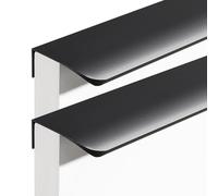 zcru004 Negro Manijas Ocultas Aleación de Aluminio Manijas para Muebles Pomos para Armario Tirador de Cajón Picaportes Puerta 2 Piezas (Hole distance 160mm)
