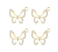 ZCSJD 20/40/60 piezas de 17 x 17 mm colgantes de insectos voladores de cristal, dijes de aleación de diamantes de imitación para suministros de fabricación de joyas, actividades de manualidades