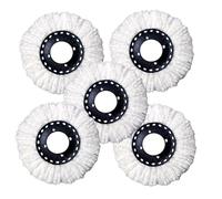 ZCXCsfp 5 cabezales de fregona de repuesto para mopa de microfibra blanca, repuesto de cabezal de fregona giratorio de 360°, repuesto de fregona mágica compatible con mopa húmeda y seca