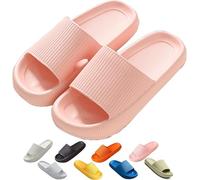 ZCXCsfp Pantuflas Cloud Sliders para mujeres y hombres, pantuflas de nube súper suaves para el hogar, suela gruesa antideslizante, de secado rápido, estilo puntera abierta, deslizadores de almohada