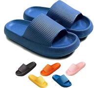 ZCXCsfp Pantuflas Cloud Sliders para mujeres y hombres, pantuflas de nube súper suaves para el hogar, suela gruesa antideslizante, de secado rápido, estilo puntera abierta, deslizadores de almohada