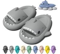 ZCXCsfp Shark Cloud Sliders, bonitas pantuflas de tiburón súper suaves para masaje, antideslizantes, puntera abierta, Gris claro, 4-5UK