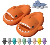 ZCXCsfp Shark Cloud Sliders, bonitas pantuflas de tiburón súper suaves para masaje, antideslizantes, puntera abierta, naranja, 4-5UK