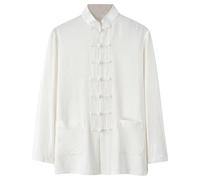 ZCXCsfp Traje chino de Tang Tai Chi, camisa de Kung Fu, traje Tang para hombre, manga larga, dragón bordado, ropa de abrigo tradicional chino, ropa de abrigo Wushu para hombre y mujer, blanco, M