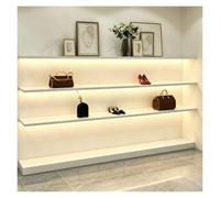 ZCXMNL Estantes Flotantes con Luces LED, Estante De Exhibición Montado En La Pared, Madera, Emisor Luz For Sala Estar, Estudio, Centro Comercial, Decoración Oficina, Solo Una Pieza(White,150x25cm)