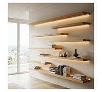 ZCXMNL Estantes Flotantes con Luces LED, Estante De Exhibición Montado En La Pared, Madera, Emisor Luz For Sala Estar, Estudio, Centro Comercial, Decoración Oficina, Solo Una Pieza(Natural,60x25cm)
