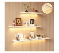 ZCXMNL Floating Shelves with LED Lights, Wall Mounted Display Shelf Wood Light-Emitting For Bedroom, Kitchen, Living Room, Gaming Decor Only One Piece(White,120x20cm)