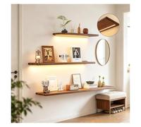 ZCXMNL Floating Shelves with LED Lights, Wall Mounted Display Shelf Wood Light-Emitting For Bedroom, Kitchen, Living Room, Gaming Decor Only One Piece(Walnut,90x20cm)