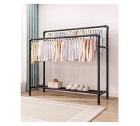 ZCXMNL Heavy Duty Clothes Garment Rack, Freestanding Double Rod Clothing Hanger Stand with Storage Display Shelf For Hanging Clothes Boutique Store(Black,120x136cm)