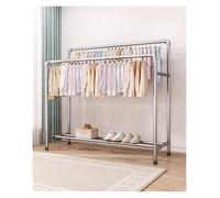 ZCXMNL Heavy Duty Clothes Garment Rack, Freestanding Double Rod Clothing Hanger Stand with Storage Display Shelf For Hanging Clothes Boutique Store(Silver,150x136cm)