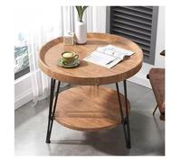ZCXMNL Mesa Auxiliar Redonda For Sofá, Mesita De Noche Pequeña, Bandeja Madera For Interiores Y Exteriores con Extremo Soporte Metal For Sala Estar, Dormitorio, Espacios Oficina(Natural,40x48cm)