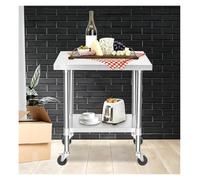 ZCXMNL Mesa De Trabajo con Carrito Acero Inoxidable: Servicio Pesado, Ruedas Metal For Preparación Alimentos, Soporte For Parrilla, Microondas, Mesas Cocina Al Aire Libre, Encimera(70x55x83cm)