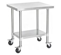 ZCXMNL Mesa De Trabajo con Carrito Acero Inoxidable: Servicio Pesado, Ruedas Metal For Preparación Alimentos, Soporte For Parrilla, Microondas, Mesas Cocina Al Aire Libre, Encimera(90x55x83cm)