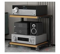 ZCXMNL Soporte De Audio con Rueda, Multimedia AV, For Reproductor CD, Estante Estéreo For El Hogar, Gabinete, Ajustable For, For Tocadiscos, For Componentes(Wood+Black,H50cm)