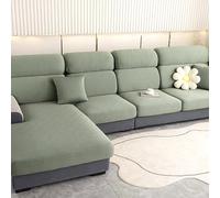 ZCXRYFL Funda De CojíN De Asiento De Sofá Ligera Y Lujo Fundas De Respaldo De Sofá 1 2 3 4 Plazas Cubre Universal para Sofá, FijacióN con Banda EláStica(Chaise Cover: L: 160-190cm- W: 75-95cm,Cyan)