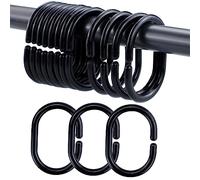 ZCYKJ 12 piezas de cortina de ducha de plástico para cortina de ducha (negro)