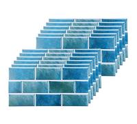 ZCYKJ Calcomanías de azulejos de ladrillo azul para baño, cocina, impermeables, de vinilo, autoadhesivas, para pared, azulejos de pared, calcomanías de azulejos para sala de estar, 30 x 15 cm (12 hoja