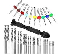 ZCYKJ Juego de 36 mini brocas de mano para manualidades, tornillo de banco de precisión con mini tornillo de prensa de taladro para trabajos manuales delicados, montaje electrónico, tallado de manuali