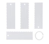 ZCYKJ Juego de 4 raspadores de plástico para tartas, borde de pastel, raspador de rayas más suaves, peine de decoración de pasteles, molde de cocina, herramientas de bricolaje, cortador de pastelería