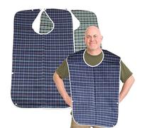 ZCYKJ Paquete de 2 baberos lavables para adultos mayores, baberos reutilizables para comer para hombres, mujeres, baberos impermeables para alimentación, protectores de ropa para adultos, ancianos y