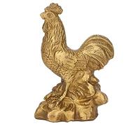 ZCZDHNA Brass Rooster Statue | Feng Shui Wealth & Career Success | Handmade Chinese Ornament for Home/Office Desk | Realistic Animal Sculpture Figurine