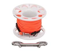 ZCZDHNA Finger Spool 15M | Double End Bolt Snap & Twist - Preventive - Winding Connection | Fluorescent Orange Line for Scuba Diving/Wreck Diving | Portable Reel with 316 Stainless Steel