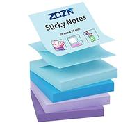 ZCZN 76 x 76 mm Pop up Sticky Notes, Pack de 4 x 100 notas adhesivas/Bloc de notas, 4 colores