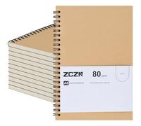 ZCZN Cuaderno A5 Hojas Blancas Libretas 12 Pack Cuaderno Espiral de Diarios con Cubierta de Kraft, 60 hojas/120 Páginas para Viajar Dibujo Escribir